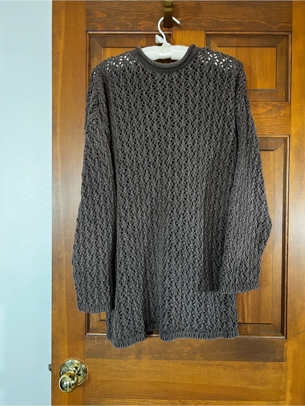 Vintage 80s Harot 
Brown Open Knit 
100% Cotton Sweater 
Made USA